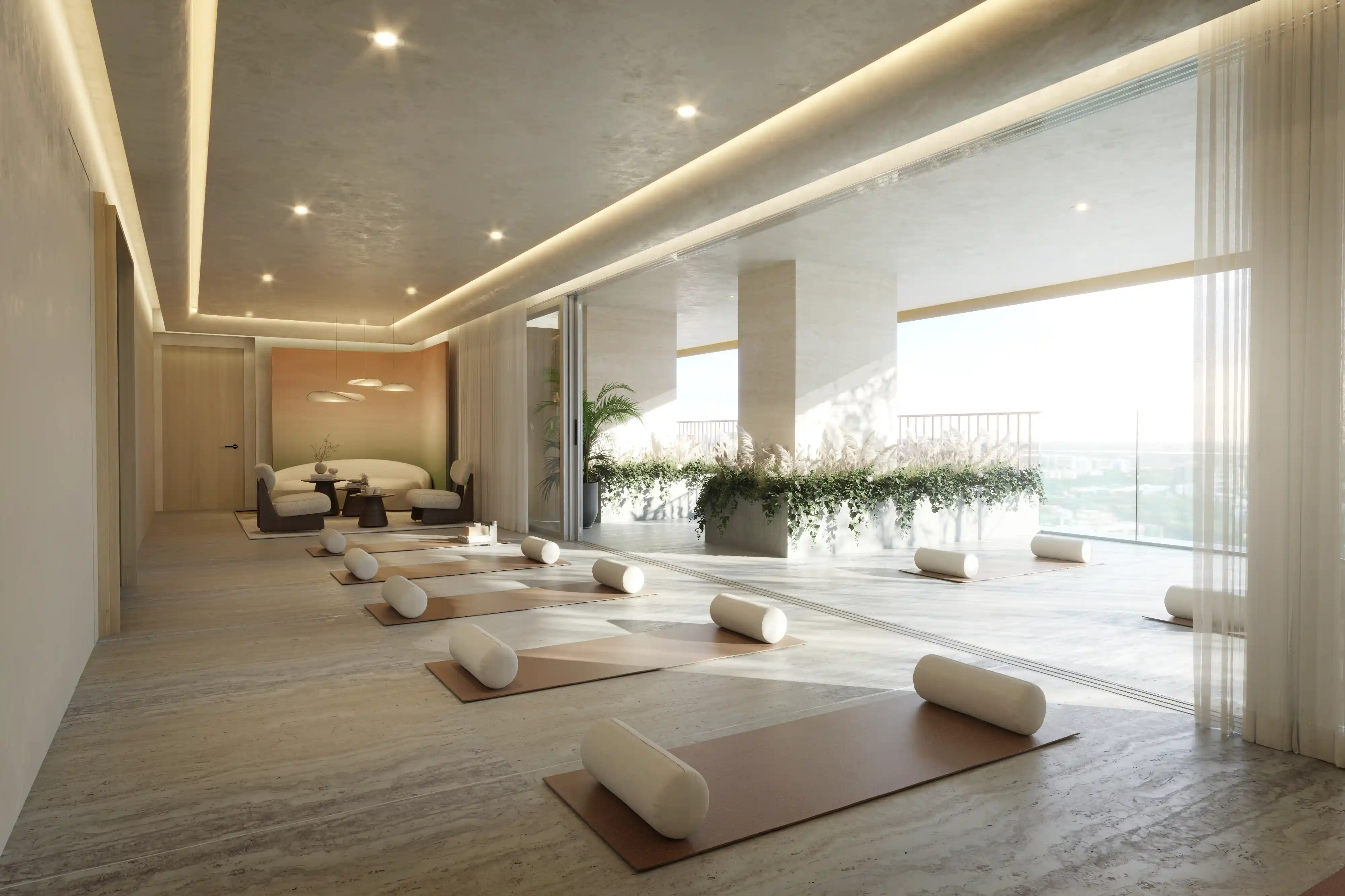 Luxury building entrance and landscaping